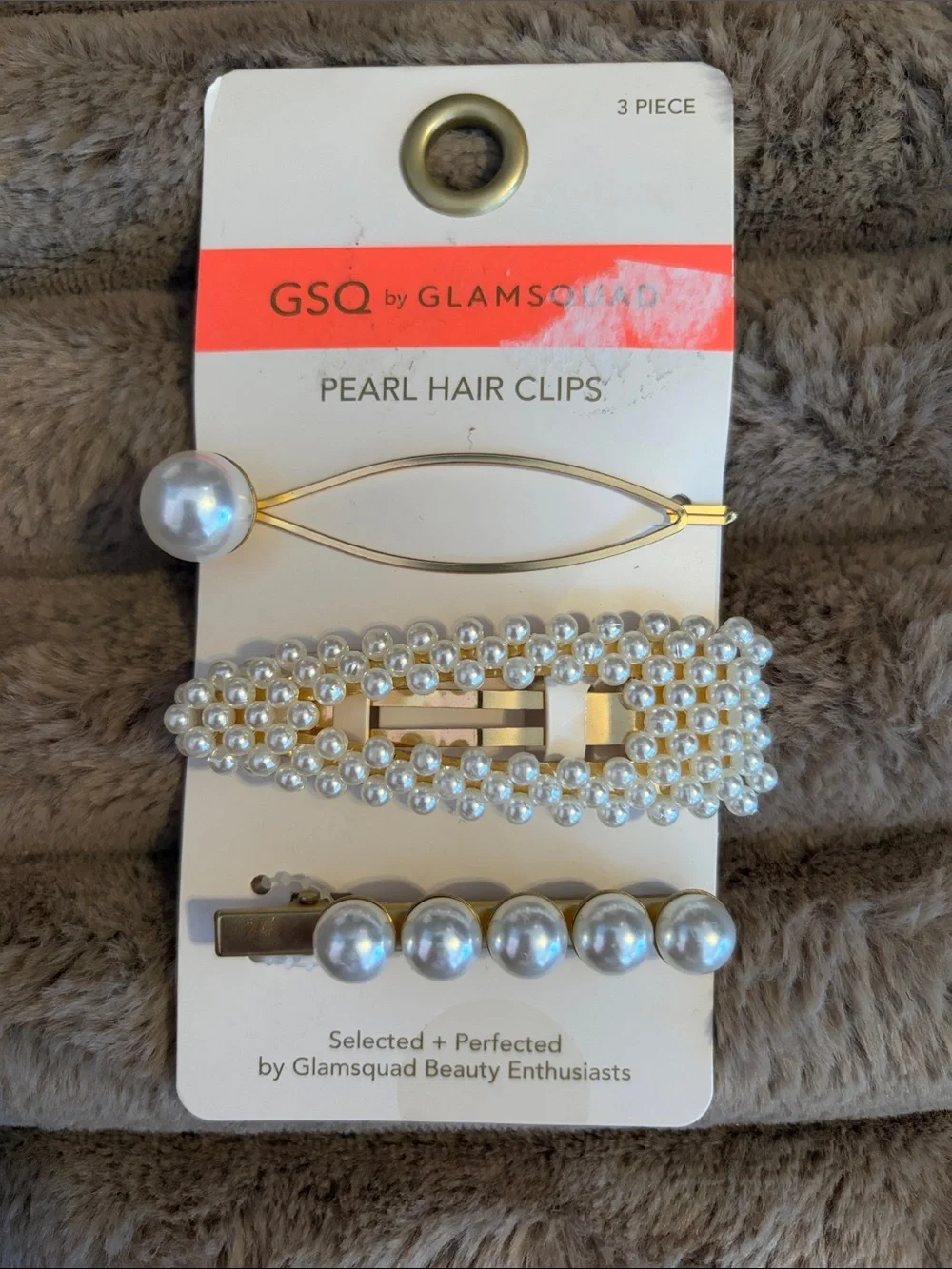 scunci Pearl, Tortoise & Gold Hair Clip Set